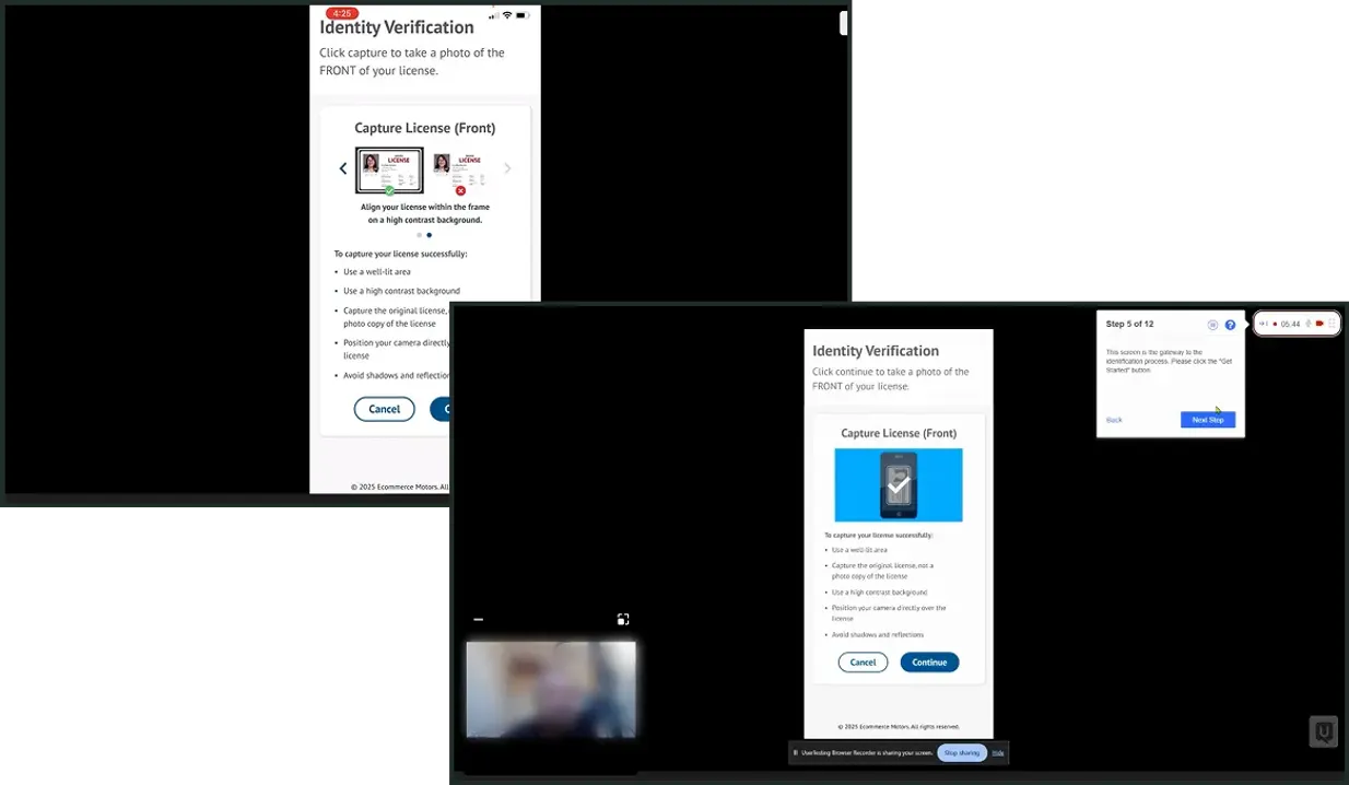 Screenshots of two user testing sessions.