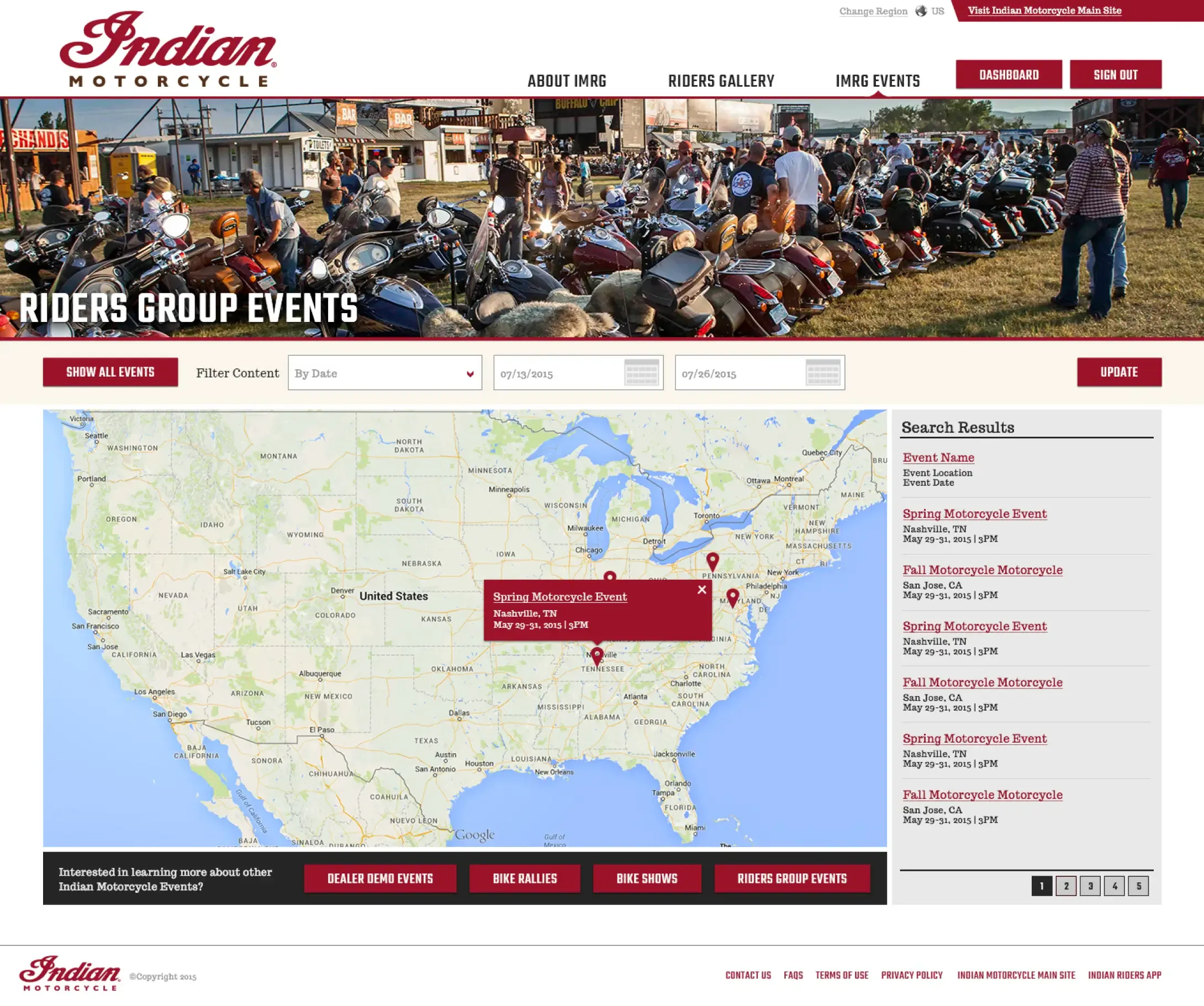 Indian Motorcycle Riders Group events.