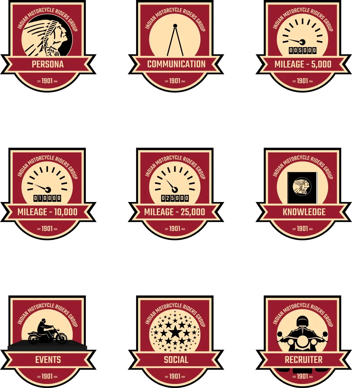 Indian Motorcycle Riders Group motorcylce patches