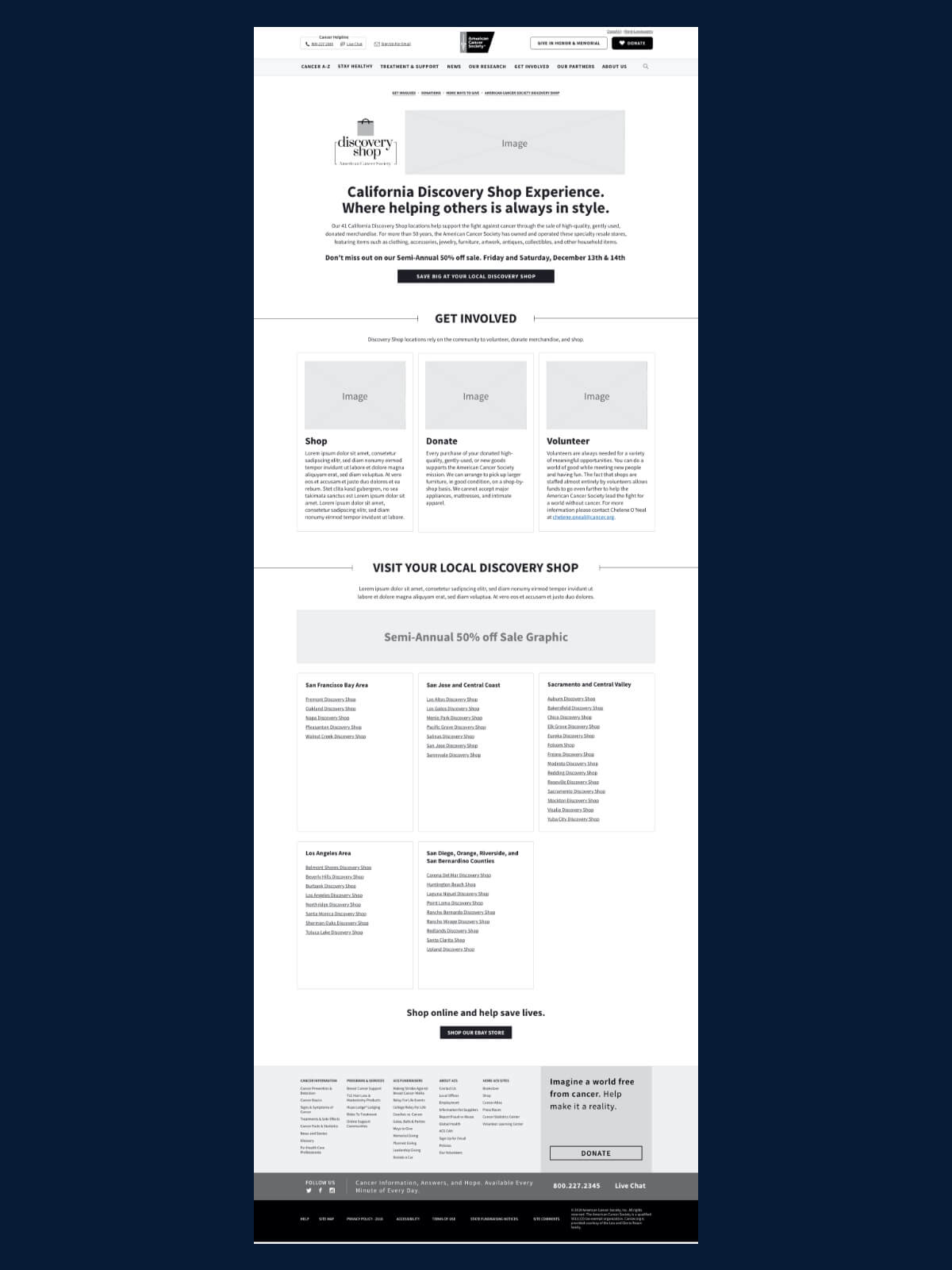 Discovery Shop new wireframe layout