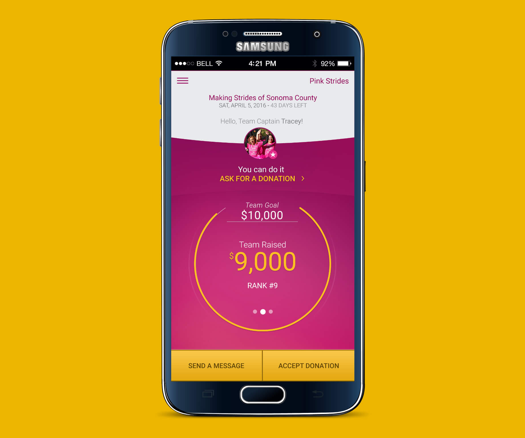 Image of Making Strides Team Home screen