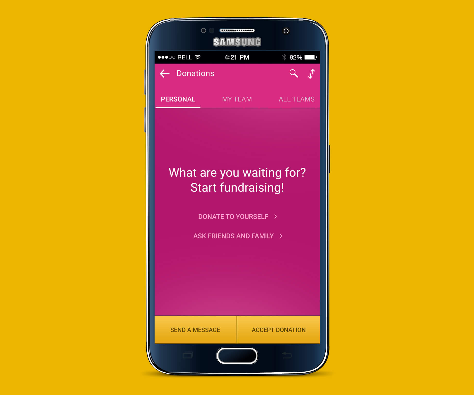 Image of Making Strides Donation screen