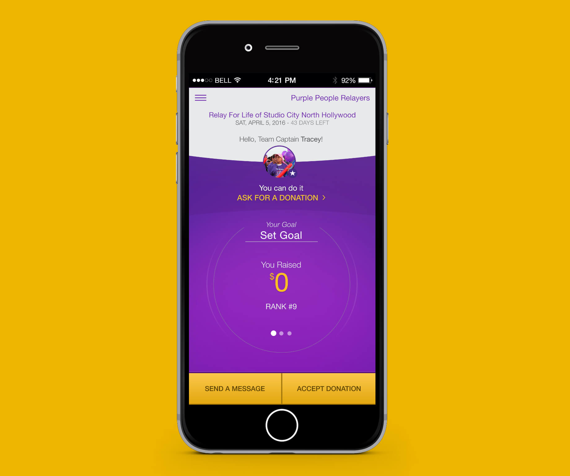 Image of Relay for Life Home screen