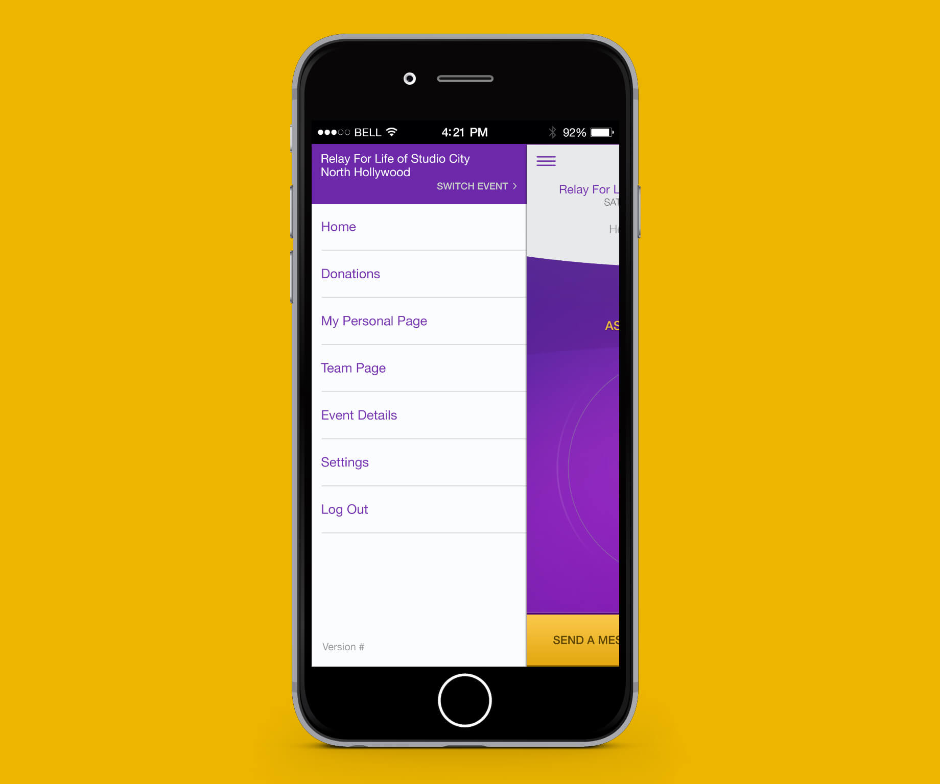 Image of Relay for Life Menu screen