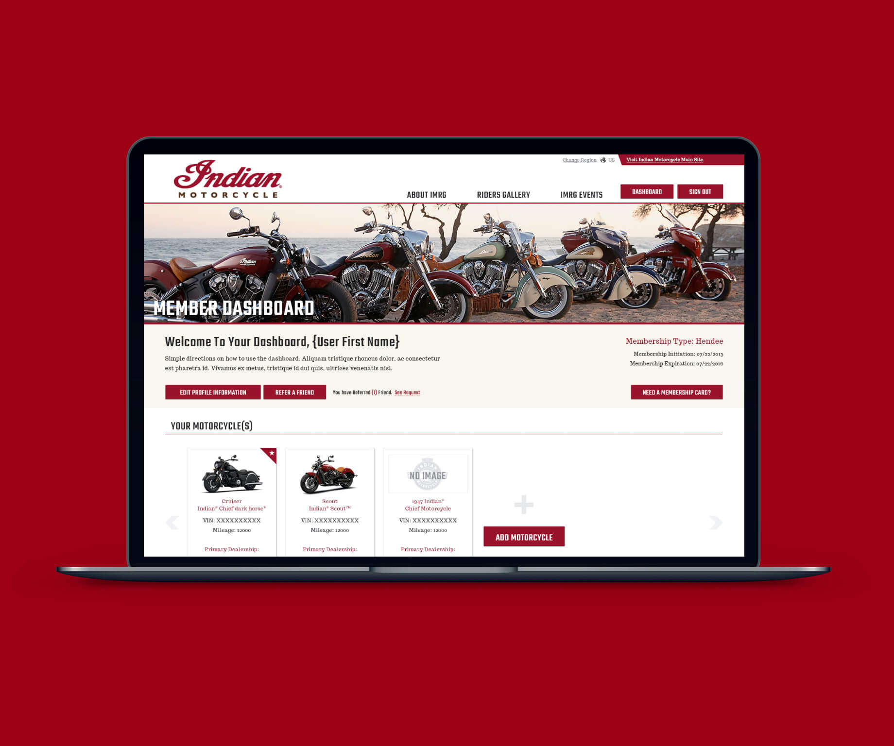 Image of member dashboard design