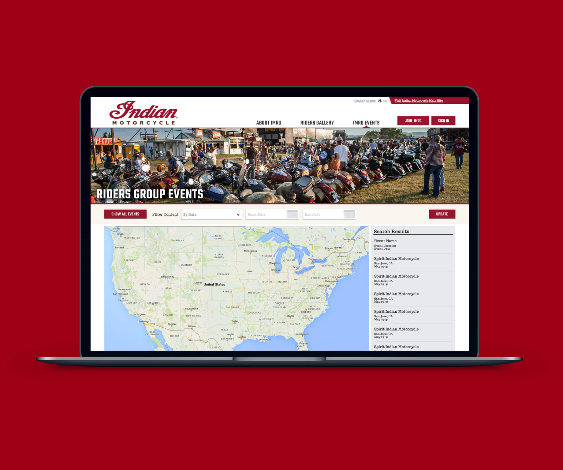 Image of events page design